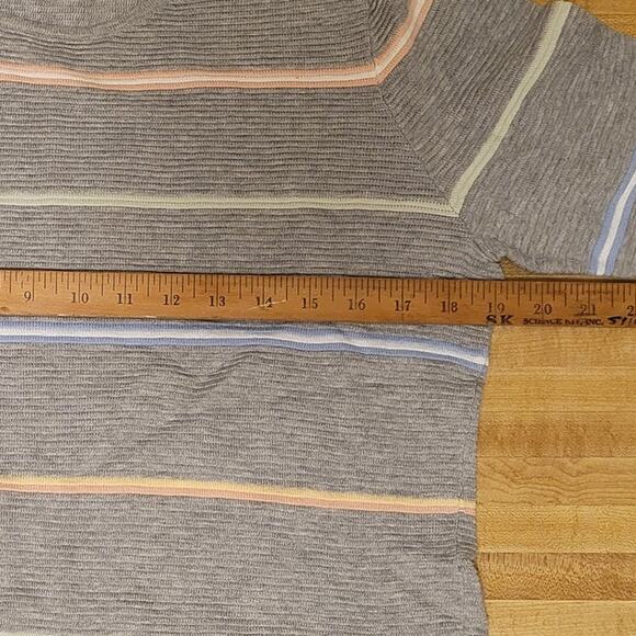 Christopher & Banks Women's Petite Large Sweater Gray Striped Ribbed Knit - Picture 5 of 7